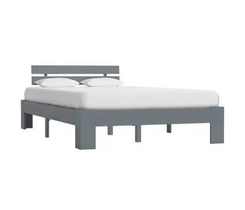 Gultas Rāmis, Pelēks, Priedes Masīvkoks, 120X200 Cm Vidaxl
