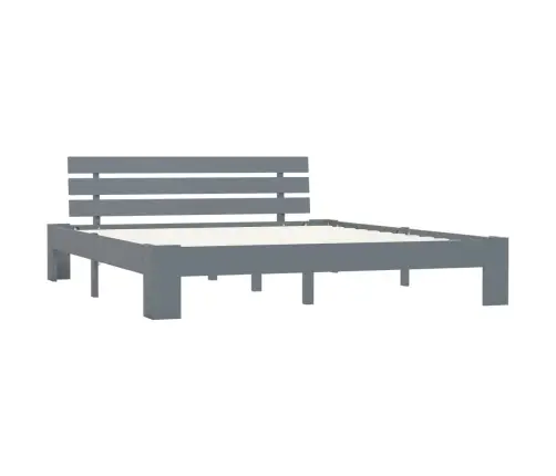 Gultas Rāmis Ar Galvgali, Pelēks, 160X200 Cm, Priedes Masīvkoks Vidaxl