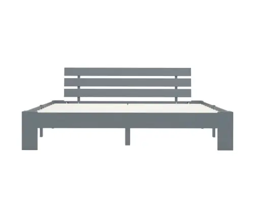 Gultas Rāmis Ar Galvgali, Pelēks, 160X200 Cm, Priedes Masīvkoks Vidaxl