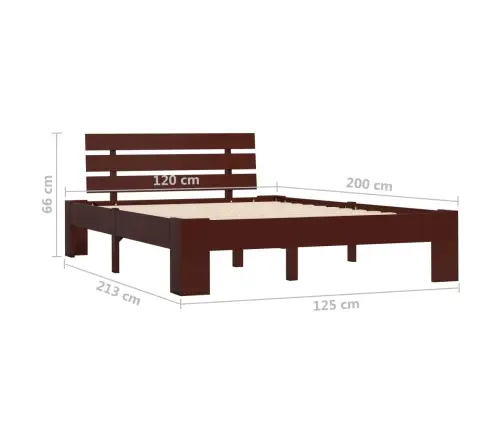 Voodiraam, Tumepruun, Tugevast Männipuidust, 120 X 200 Cm