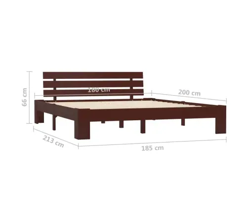 Gultas Rāmis, Tumši Brūns, Priedes Masīvkoks, 180X200 Cm Vidaxl