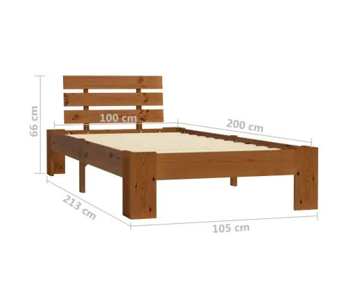 Voodiraam, Meekarva, Tugevast Männipuidust, 100 X 200 Cm