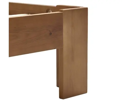 Gultas Rāmis Ar Galvgali, Brūns, 140X200 Cm, Priedes Masīvkoks Vidaxl