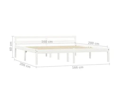 Voodiraam, Valge, Toekast Männipuidust, 160 X 200 Cm