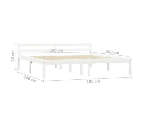 Voodiraam, Valge, Tugevast Männipuidust, 180 X 200 Cm