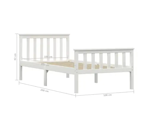Gultas Rāmis, Balts, 100X200 Cm, Priedes Masīvkoks  Vidaxl