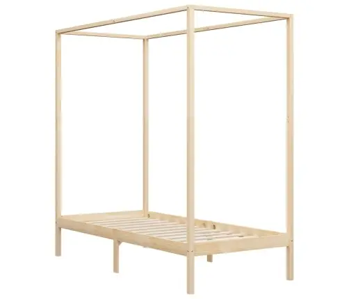 Lovos Rėmas Su Baldakimu, 100X200 cm Pušies Medienos Masyvas
