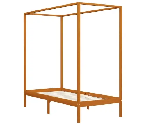 Lovos Rėmas Su Baldakimu, Rudas, 100X200cm Pušies Masyvas