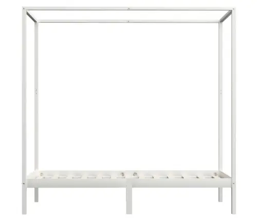 Gultas Rāmis Ar Nojumi, Balts, 90X200 Cm, Priedes Masīvkoks Vidaxl