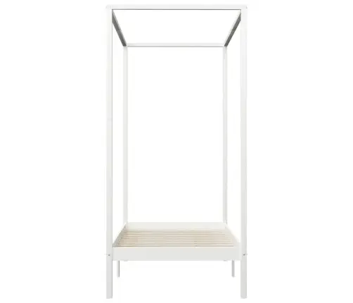 Gultas Rāmis Ar Nojumi, Balts, 90X200 Cm, Priedes Masīvkoks Vidaxl