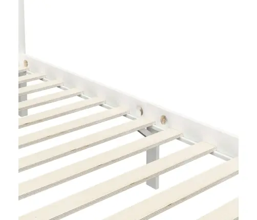 Gultas Rāmis Ar Nojumi, Balts, 90X200 Cm, Priedes Masīvkoks Vidaxl