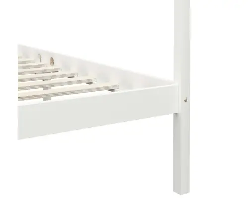 Gultas Rāmis Ar Nojumi, Balts, 90X200 Cm, Priedes Masīvkoks Vidaxl