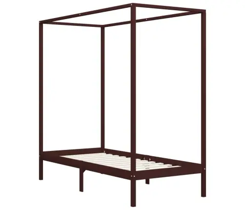 Lovos Rėmas Su Baldakimu, Rudas, 90X200cm Pušies Masyvas