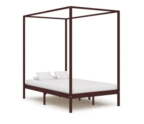 Lovos Rėmas Su Baldakimu, Rudas, 120X200cm Pušies Masyvas