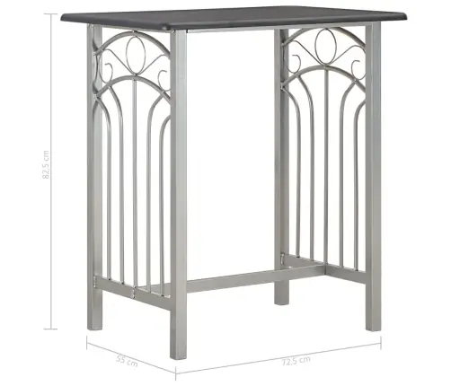 Baro Baldų Komplektas, 3 D., Juodos Spalvos, Mediena Ir Plienas