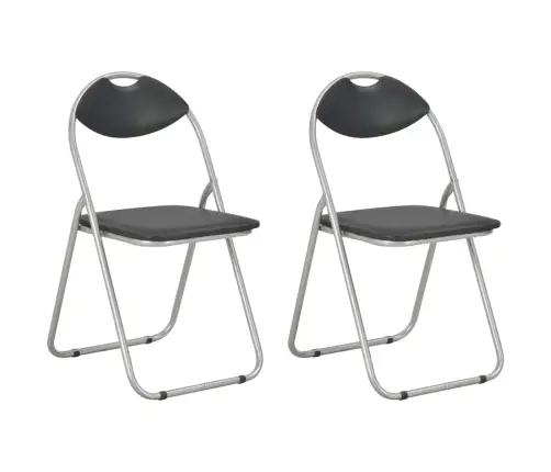 Virtuves Krēsli, Saliekami, 2 Gab., Melna Mākslīgā Āda Vidaxl Virtuves Krēsli, Saliekami, 2 Gab., Melna Mākslīgā Āda Vidaxl