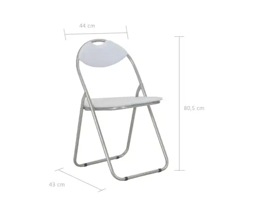 Virtuves Krēsli, Saliekami, 2 Gab., Balta Mākslīgā Āda Vidaxl