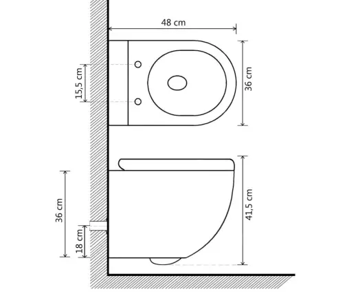 Pakabinamas Keramikinis Klozetas, Juodas, Be Rėmelio