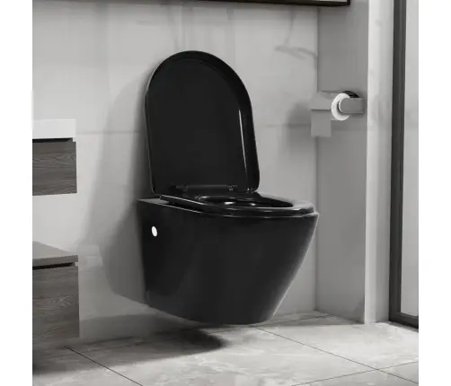 Pakabinamas Keramikinis Klozetas, Juodas, Be Rėmelio