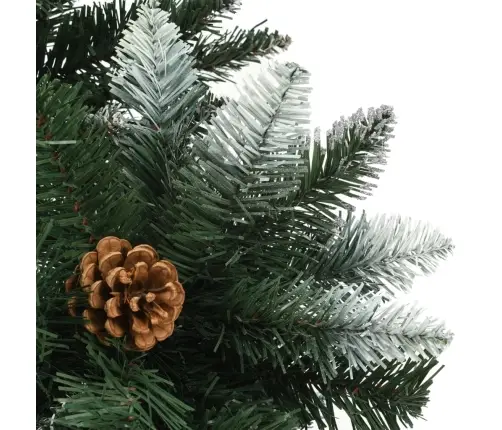 Dirbtinė Kalėdinė Eglutė Su Kankorėžiais Ir Baltu Blizg., 210Cm