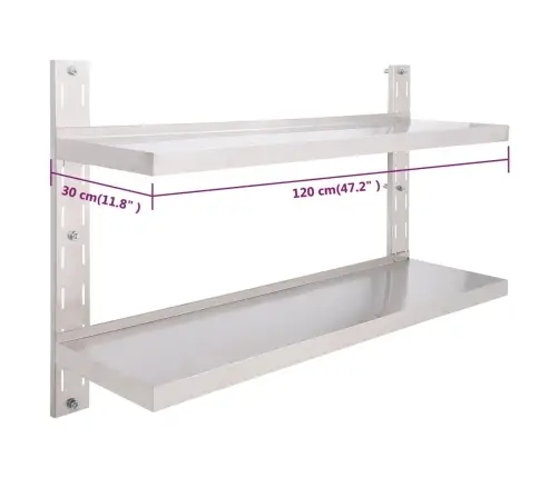 2-Korruseline Seinariiul, Roostevaba Teras 120 X 30 Cm