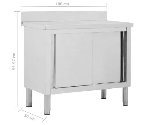 Darba Galds Ar Bīdāmām Durvīm, 100X50X(95-97) Cm, Tērauds Vidaxl