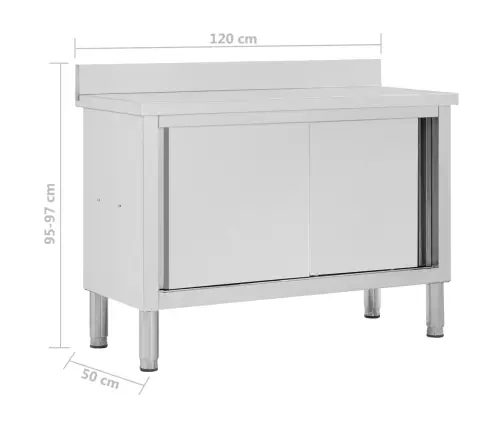 Darba Galds Ar Bīdāmām Durvīm, 120X50X(95-97) Cm, Tērauds Vidaxl
