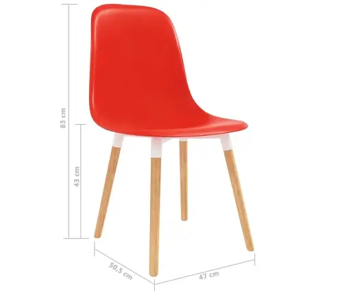 Ēdamkrēsli 6 Pcs Sarkana 47 X 50.5 X 83 Cm Vidaxl