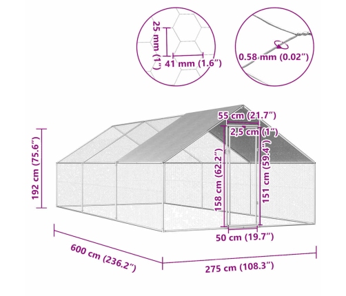 Lauko Narvas Viščiukams, 2,75X6X1,92 M, Galvanizuotas Plienas