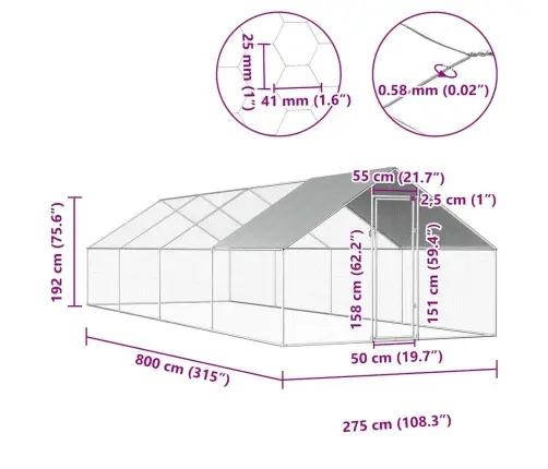 Kanapuur, 2,75 X 8 X 1,92 M, Tsingitud Teras