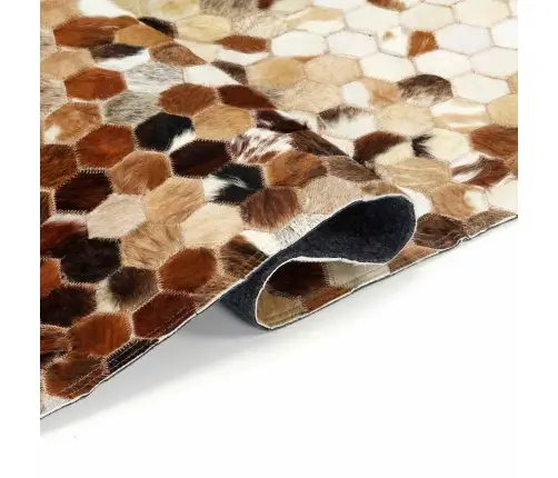 Ādas Paklājs Ar Pielāgojumu No Ādas Šūnu Brūna 170 X 120 Cm Āda Vidaxl