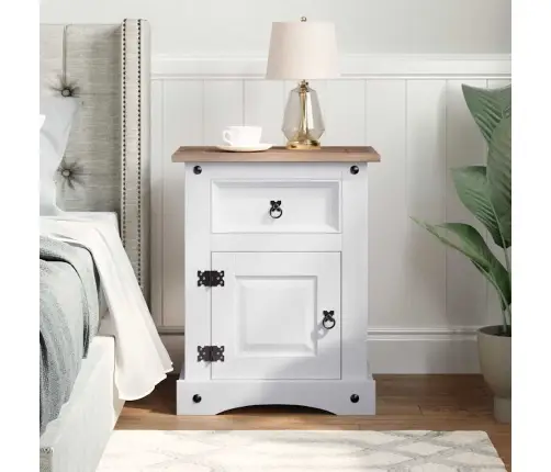 Naktsskapītis, Corona Stila Priedes Koks, 53X39X67 Cm, Balts Vidaxl