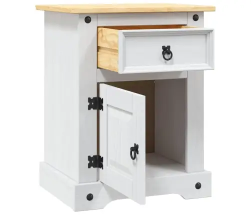 Naktsskapītis, Corona Stila Priedes Koks, 53X39X67 Cm, Balts Vidaxl