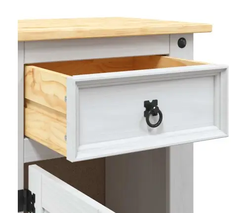 Naktsskapītis, Corona Stila Priedes Koks, 53X39X67 Cm, Balts Vidaxl