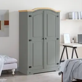 Drēbju Skapis, Corona Stila Priedes Koks, Divdurvju, Pelēks Vidaxl Drēbju Skapis, Corona Stila Priedes Koks, Divdurvju, Pelēks Vidaxl