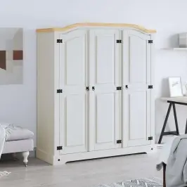 Drēbju Skapis, Corona Stila Priedes Koks, Trīsdurvju, Balts Vidaxl Drēbju Skapis, Corona Stila Priedes Koks, Trīsdurvju, Balts Vidaxl