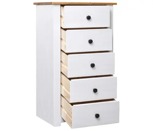 Kumode, Balta, 46X40X89 Cm, Priedes Koks, Panama Sērija Vidaxl