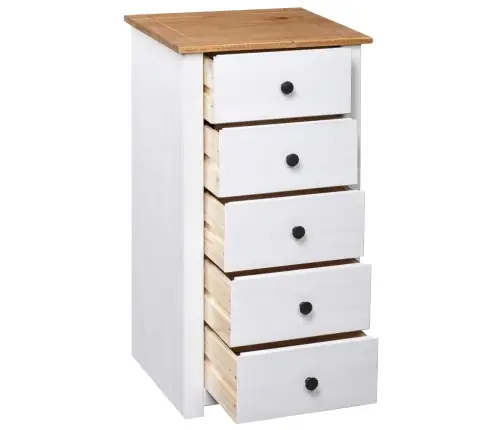 Kumode, Balta, 46X40X89 Cm, Priedes Koks, Panama Sērija Vidaxl