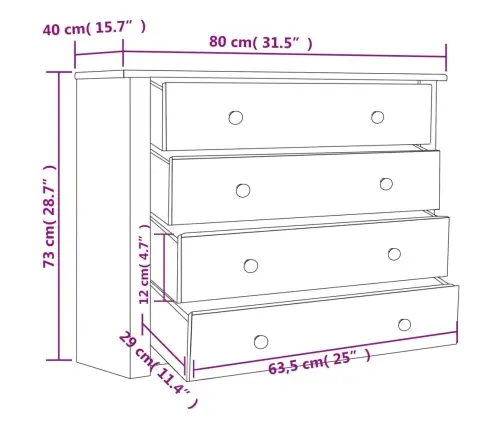 Skapis, 80X40X73 Cm, Priedes Koks, Panama Sērija Vidaxl