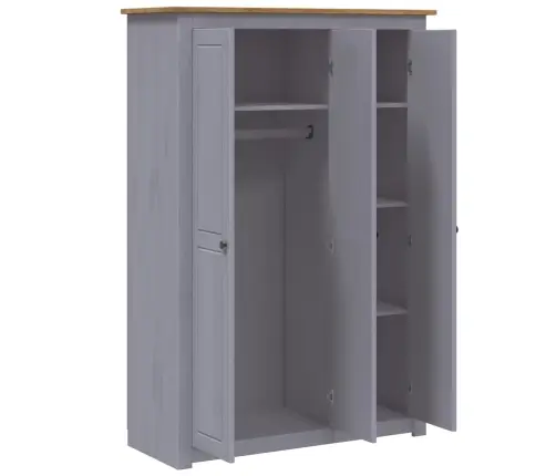 Skapis, 3 Durvis, Pelēks, 118X50X171,5 Cm, Priedes Koks Vidaxl