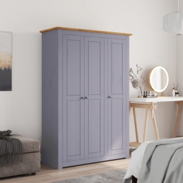 Skapis, 3 Durvis, Pelēks, 118X50X171,5 Cm, Priedes Koks Vidaxl