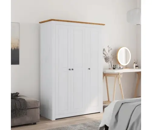 3 Uksega Riidekapp Valge 118X50X171,5 Cm Mänd Panama Sari