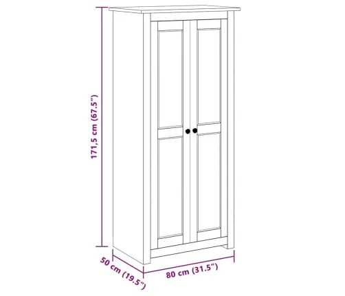 Drabužių Spinta Panama, Pilka, 80X50X171,5 cm Pušies Med. Mas.