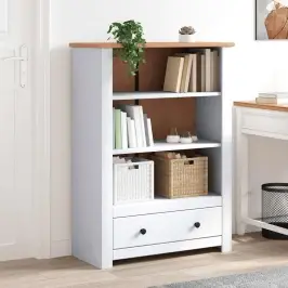 Raamatukapp, Valge, 80 X 35 X 110 cm Männipuit, Panama Sari