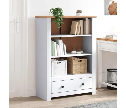 Raamatukapp, Valge, 80 X 35 X 110 cm Männipuit, Panama Sari