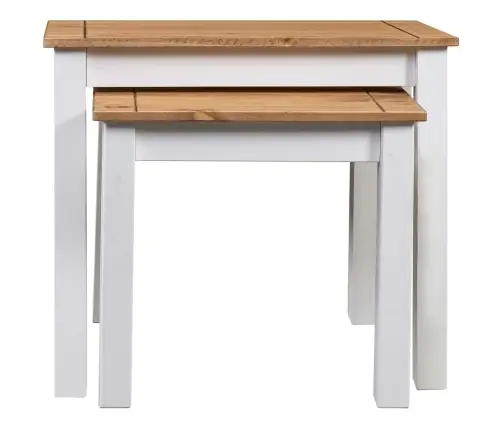 Sabīdāmi Galdiņi, 2 Gab., Balti, Priedes Masīvkoks Vidaxl