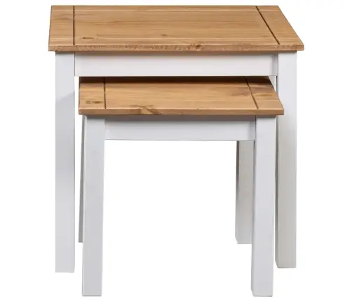 Sabīdāmi Galdiņi, 2 Gab., Balti, Priedes Masīvkoks Vidaxl