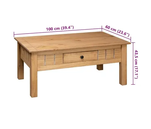 Kafijas Galdiņš, 100X60X43,5 Cm, Priedes Masīvkoks, Panama Sērija Vidaxl