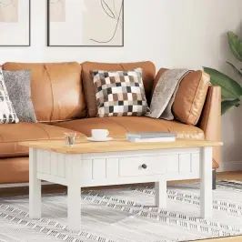 Kavos Staliukas Panama, Baltas, 100X60X43,5cm Pušies Mediena