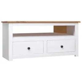 Kampinė Tv Spintelė Panama, Balta, 93X49X49cm Pušies Masyvas